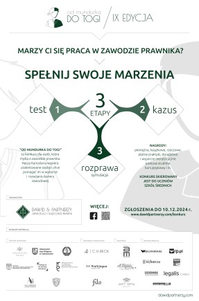 IX edycja ogólnopolskiego konkursu prawniczego "Od mundurka do togi" - zgłoszenia do 10 grudnia 2024 r.